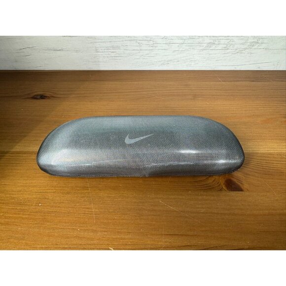 NIKE Swoosh Just Do It Silver FLEXON Clamshell Hard Eye Glass Case EMPTY Vintage - Picture 1 of 4
